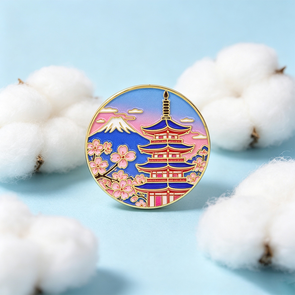 Anime Cosplay Easy - Japanese Cherry Blossom Enamel Pin, Vintage