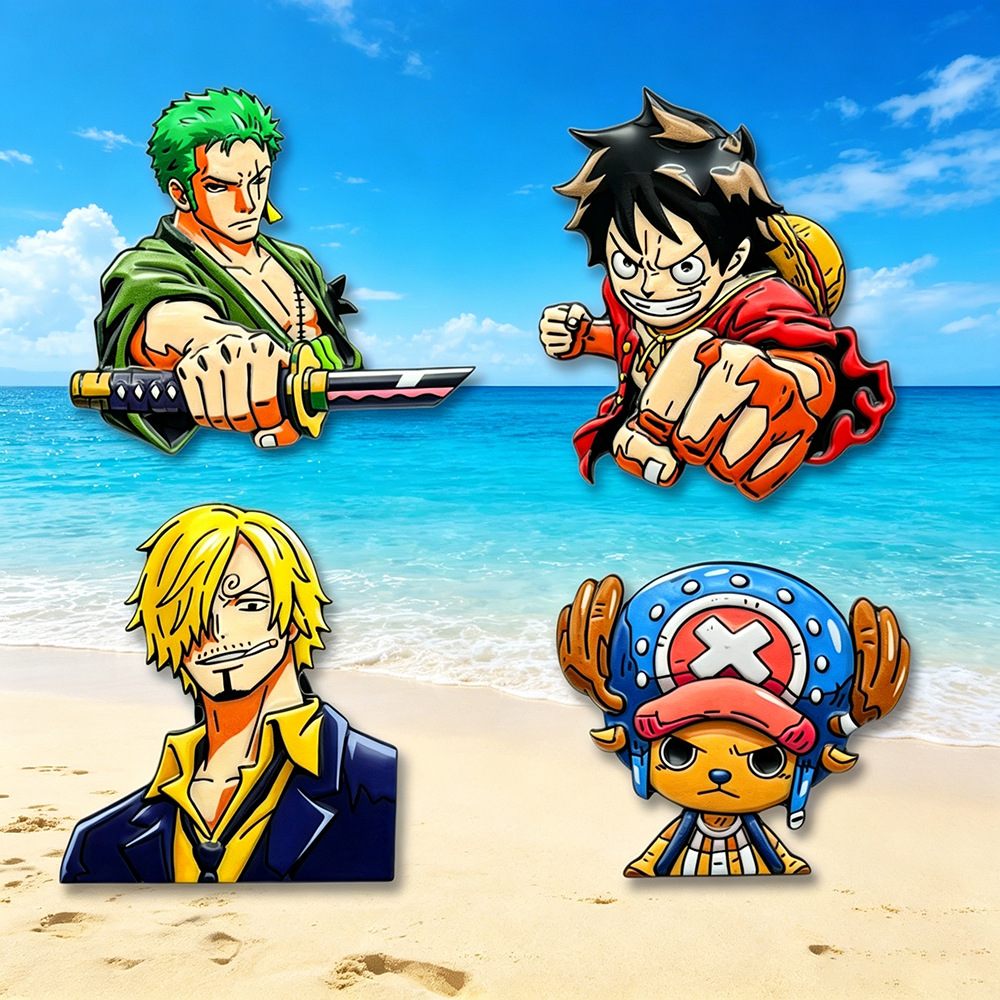 Anime Cosplay One Piece - 4pcs ONE PIECE Cartoon Character Brooches