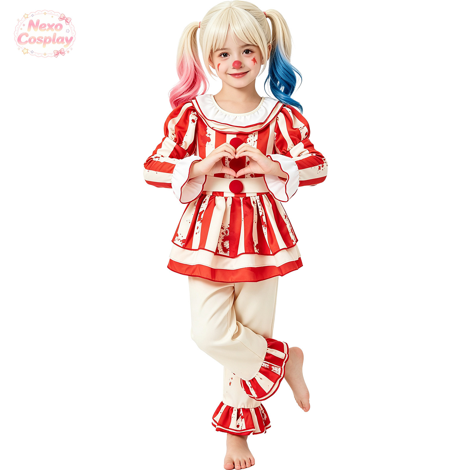 Kids Red White Striped Horror  - Anime Cosplay Kid ulasan dan harga