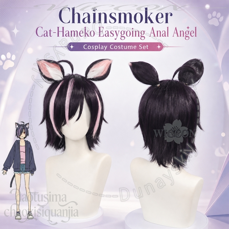 Anime Chainsmoker Cat Cosplay  - Cosplay Anime Pink Hair ulasan dan harga