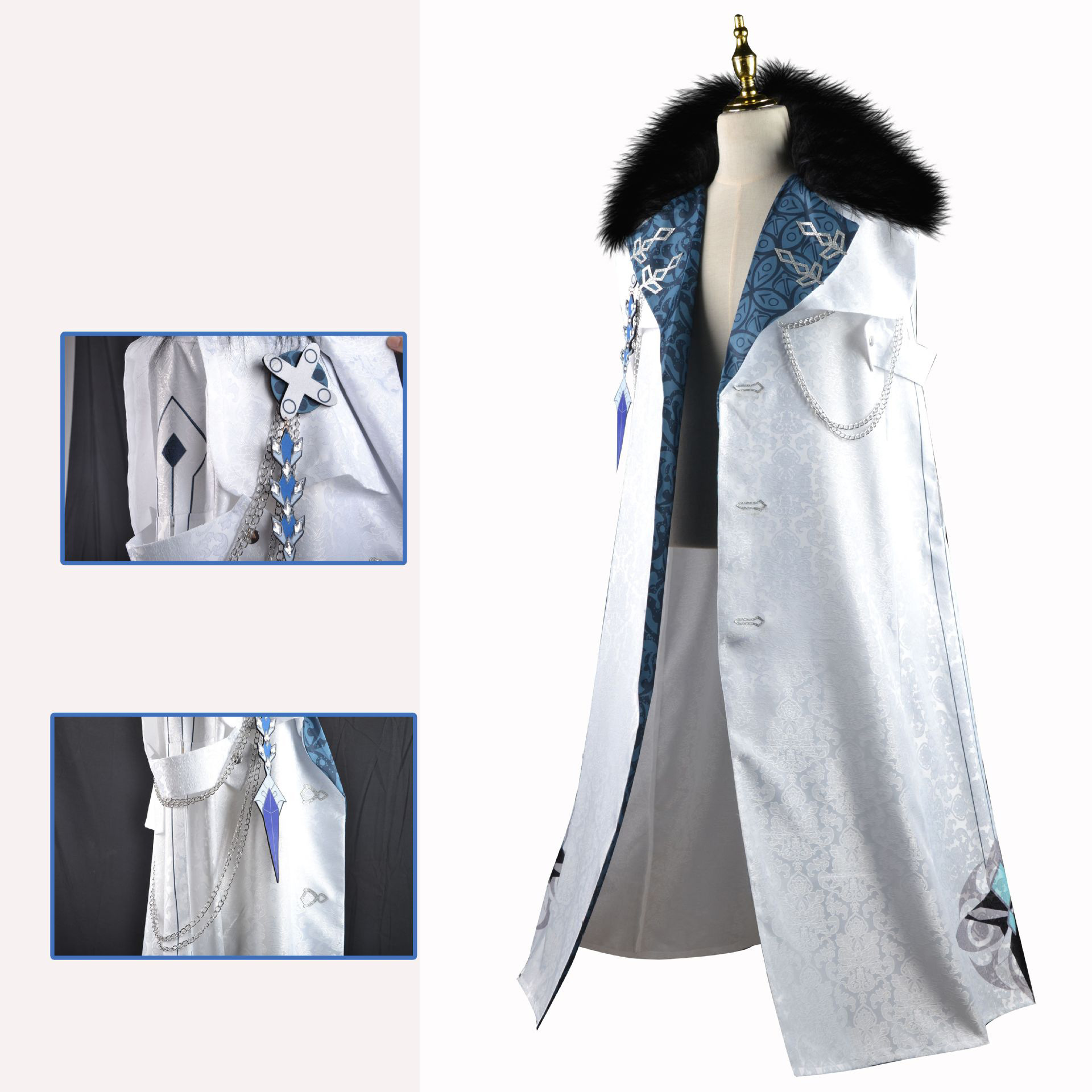 Fatui Harbinger Cosplay Costum - Bleach Captain Coat ulasan dan harga