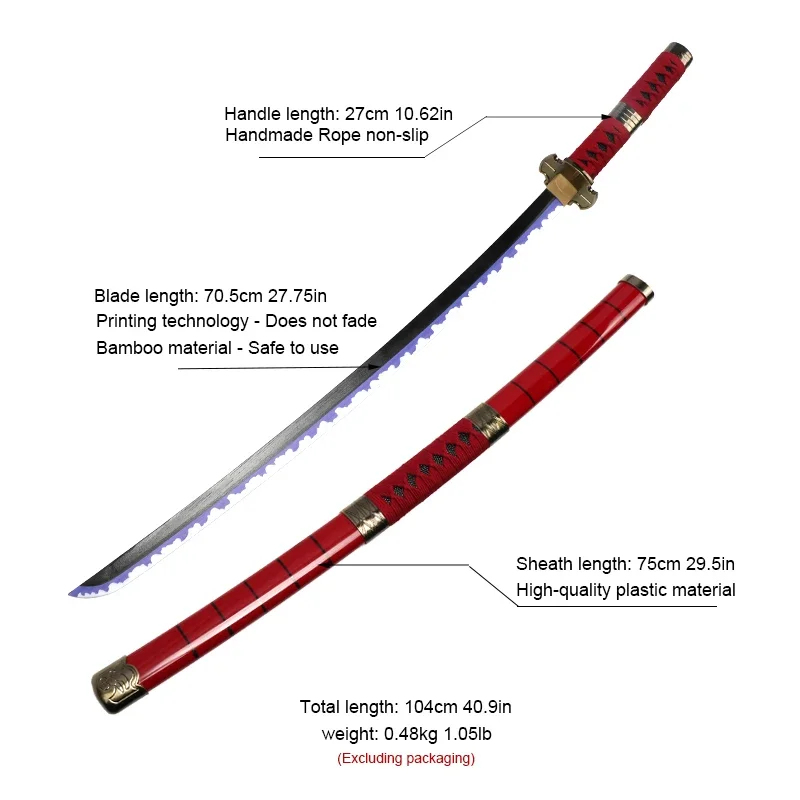 2026 3-pcs Roronoa Zoro Swords - Anime Cosplay Katana ulasan dan harga
