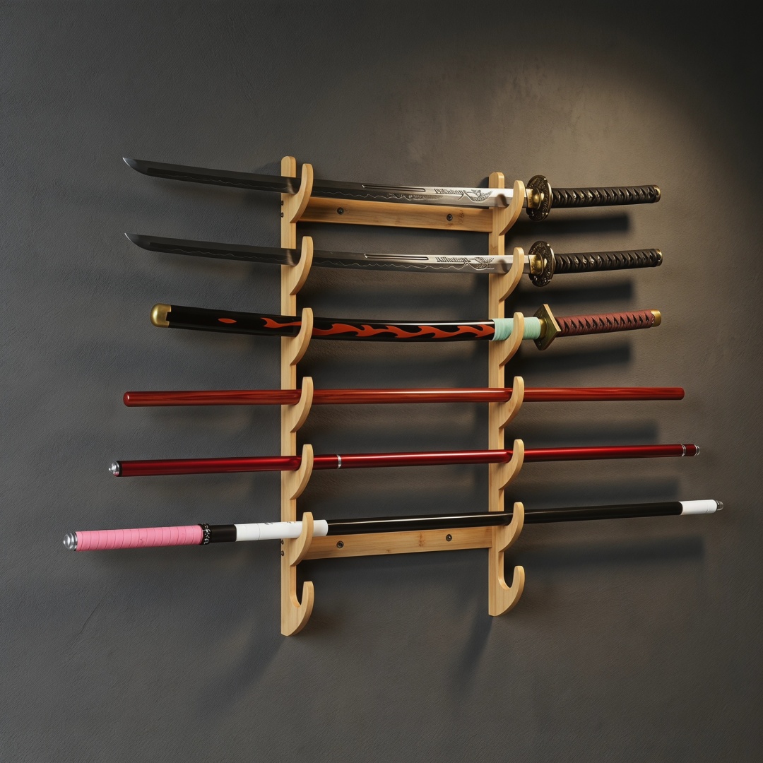 8-Layers Wall Sword Storage Sh - Anime Cosplay Katana ulasan dan harga