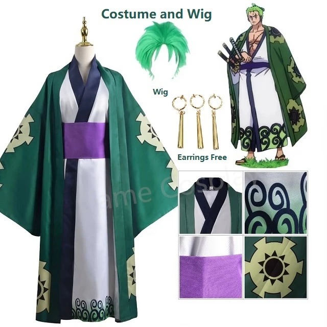 Green Roronoa Zoro Kimono Cosp - Anime Cosplay One Piece ulasan dan harga